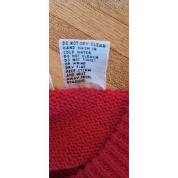 VTG DUET Women's Small Red Sweater with Flower Embroidery Contrast Details Beads - Picture 5 of 6